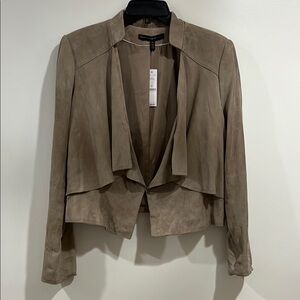 White House Black Market Taupe Women's Leather Jacket